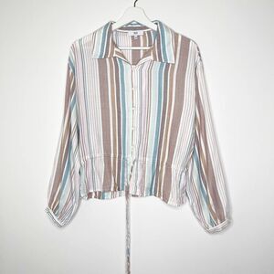 NSR Stripe Button Down Blouse